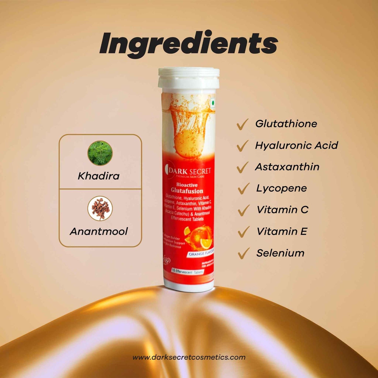 Dark Secret Effervescent Tablets– Bioactive Glutafusion (Orange)