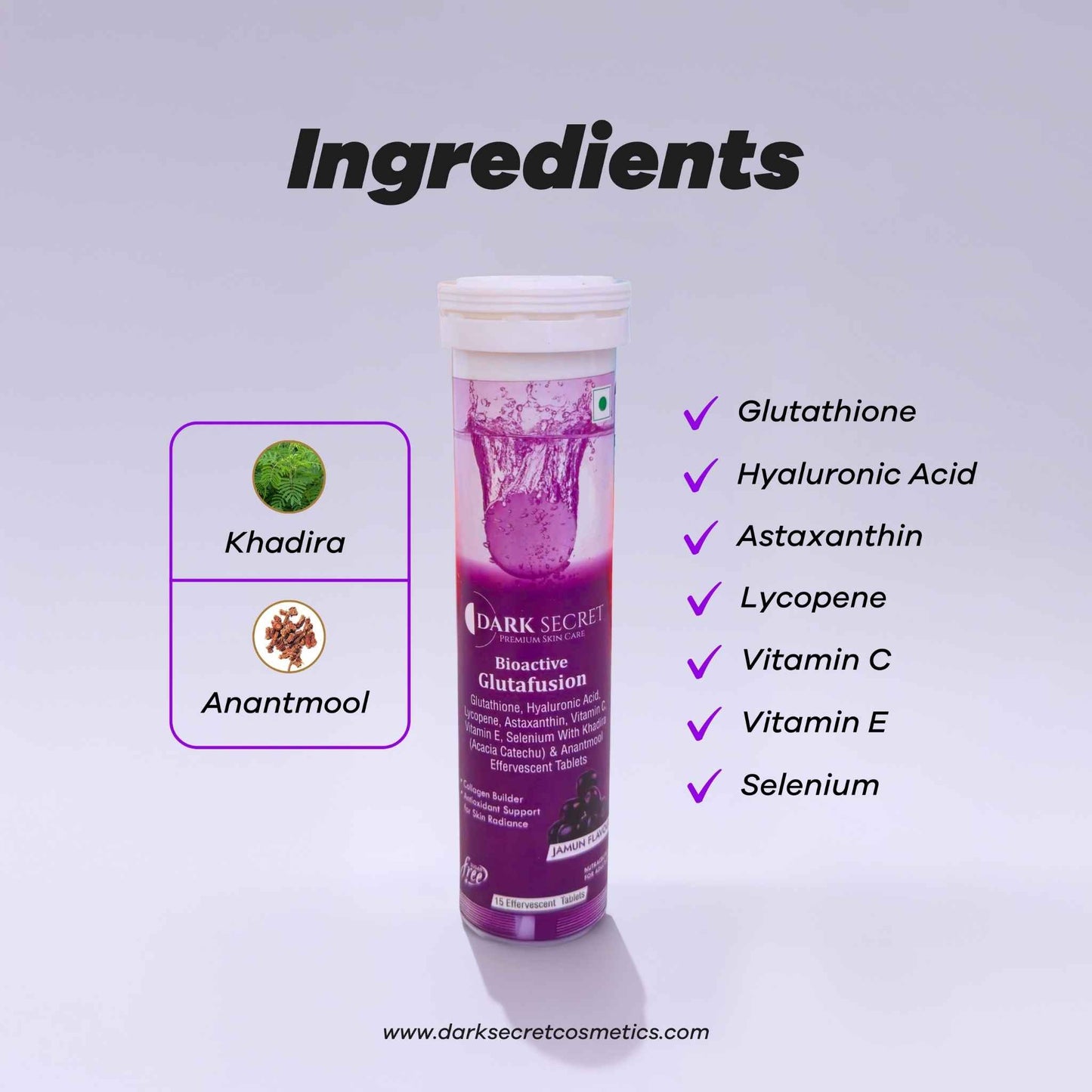 Dark Secret Effervescent Tablets– Bioactive Glutafusion (Jamun)